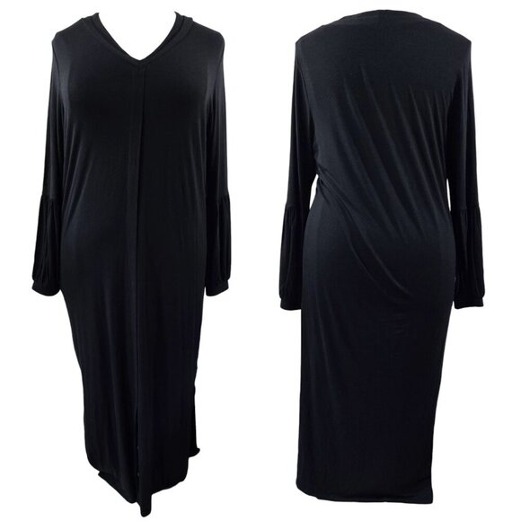 Universal Standard for J. Crew Black Jersey Knit Puff Sleeve Maxi Dress Capsule - Picture 1 of 7